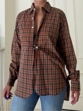 Needles Japan cotton plaid button top